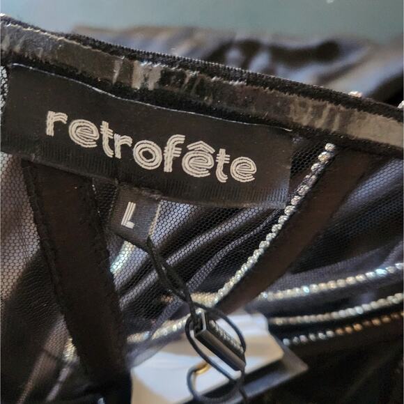 Retrofete Ludlow Dress in Black Large NWT Crystals Corset Strapless Mini - Picture 10 of 13